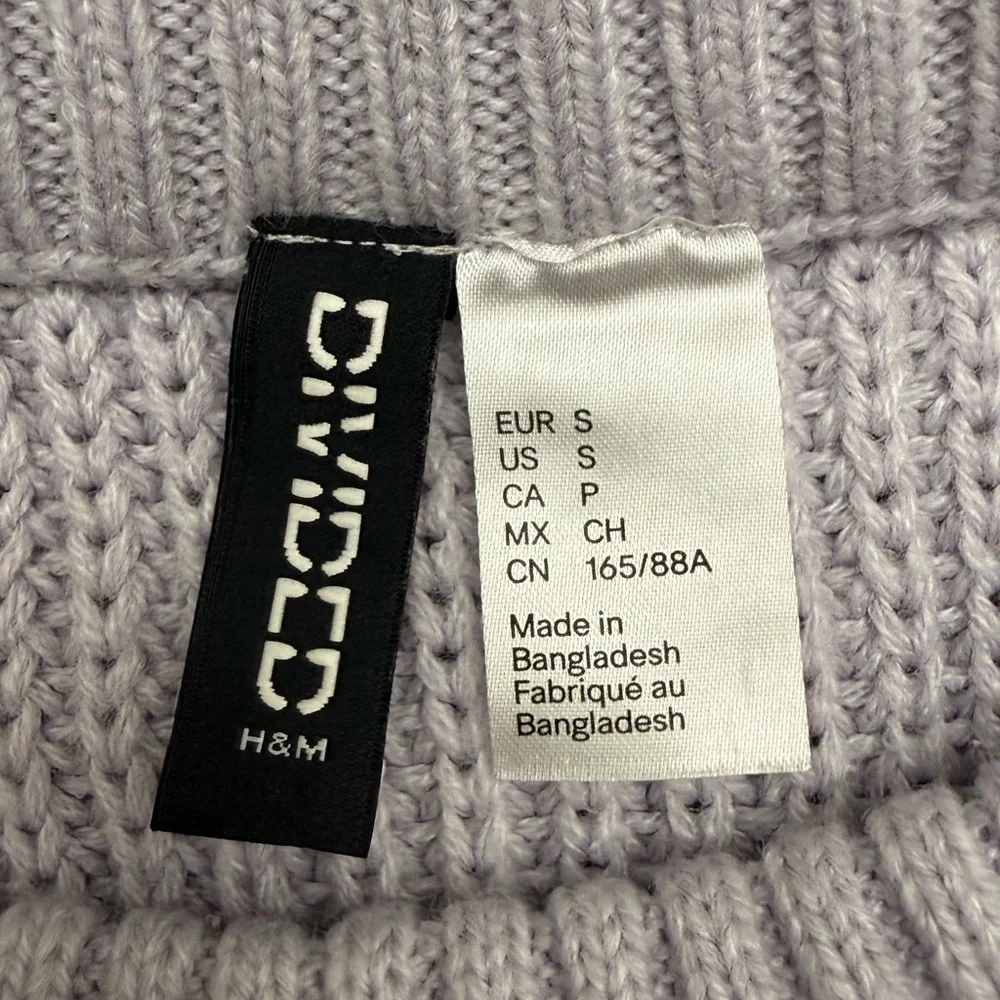 H&M Lilac Knit Sweater Vest Size S Cropped Sleeveless Pullover Top